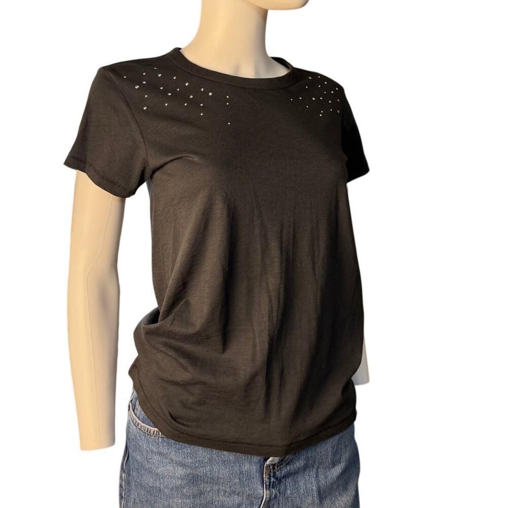Rag & Bone NWT Black Ombre Stud Cotton Short Sleeve Tee Size S $128